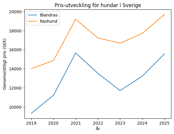 Prisutveckling på hund